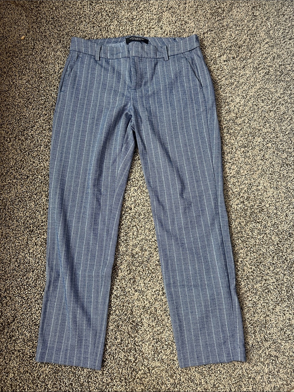 Worthington Blue Pinstripe Straight-Leg Trousers